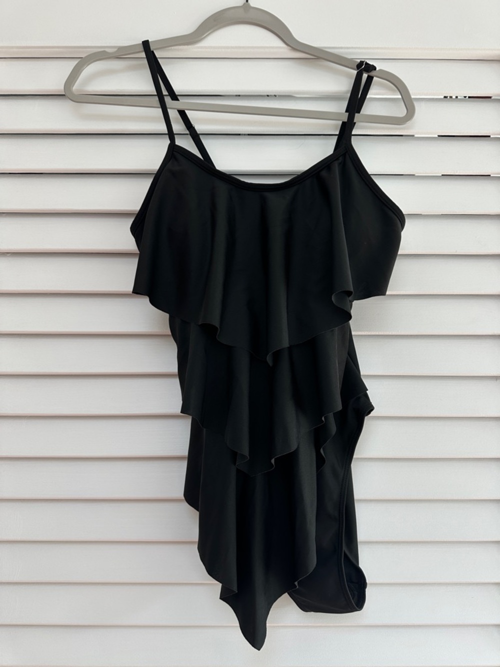 Black Ruffle Tier One-Piece Swimsuit